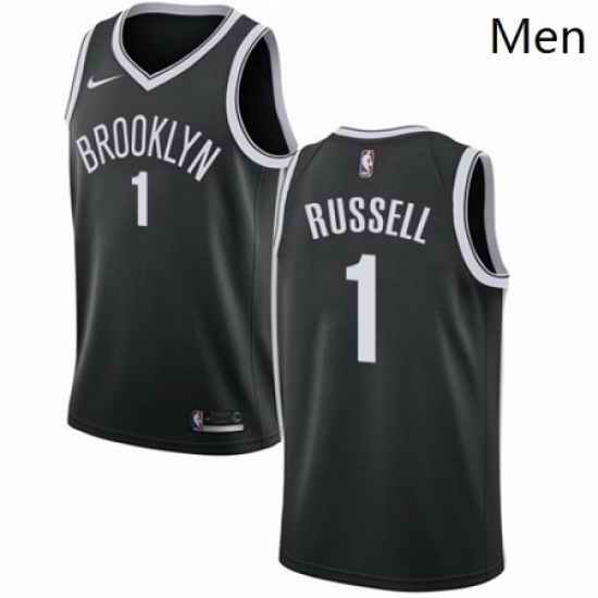 Mens Nike Brooklyn Nets 1 DAngelo Russell Swingman Black Road NBA Jersey Icon Edition